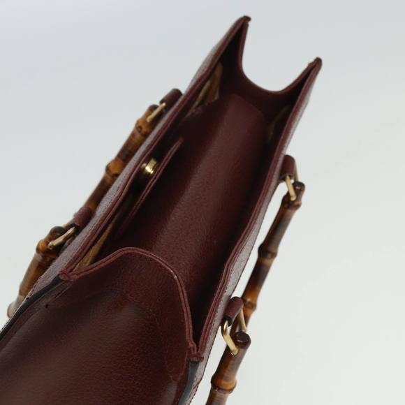 GUCCI Bamboo Hand Bag Leather Red 002 1186 0260 Auth ep4674 - Picture 6 of 16